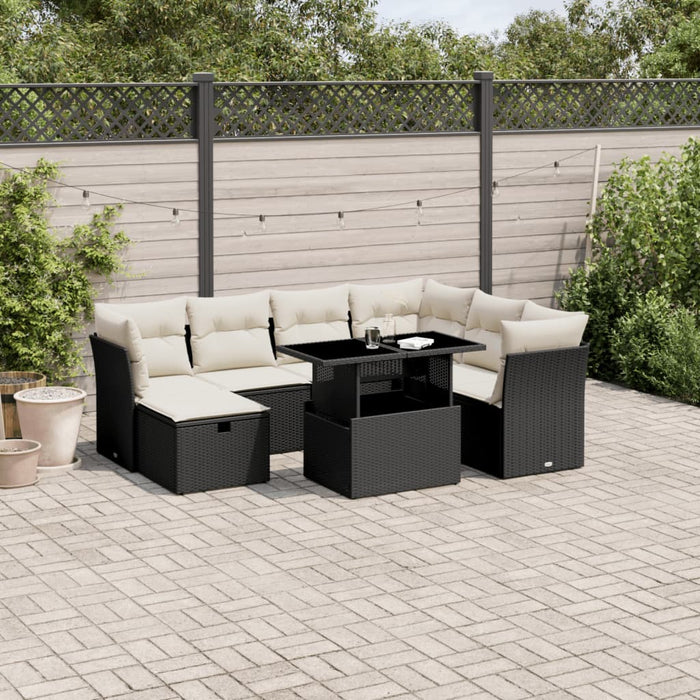 Set Divani da Giardino con Cuscini 8 pz Nero in Polyrattan 3274676