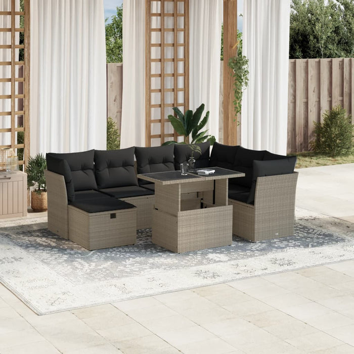 Set Divano da Giardino 8pz con Cuscini Grigio Chiaro Polyrattan 3274682