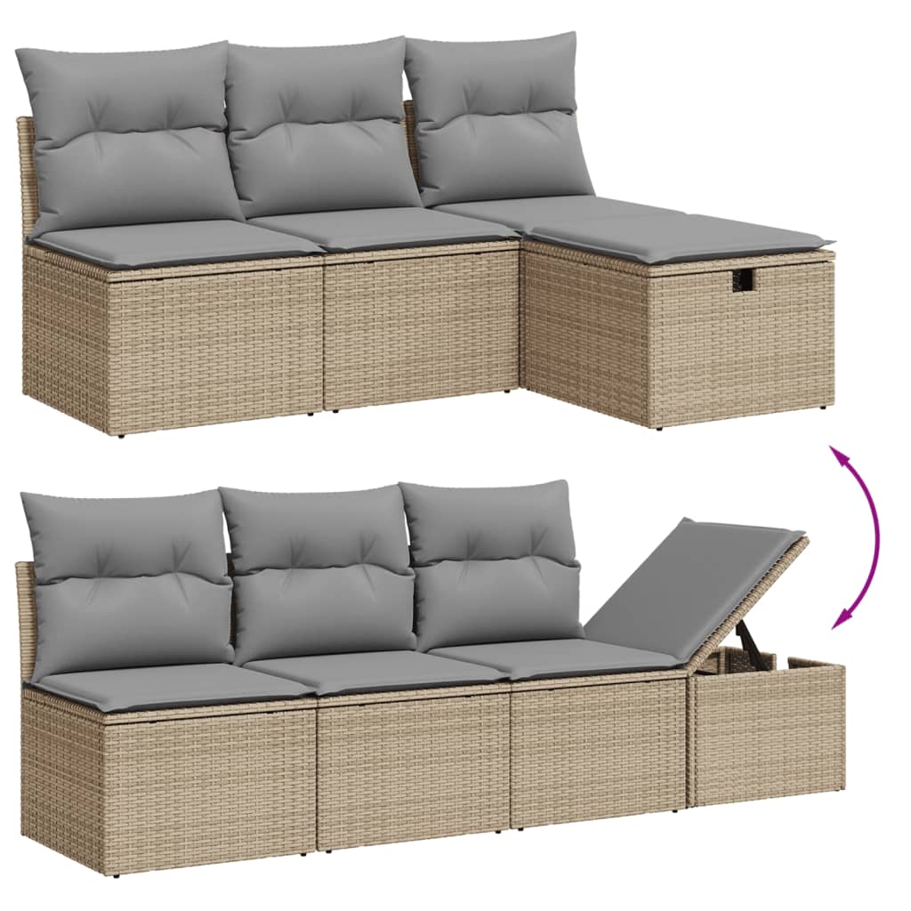 Set Divano da Giardino 9 pz con Cuscini Beige in Polyrattan 3274709