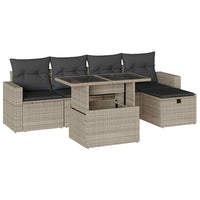 Set Divano da Giardino 6pz con Cuscini Grigio Chiaro Polyrattan 3274812