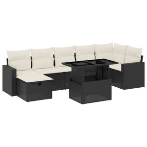 Set Divani da Giardino con Cuscini 8 pz Nero in Polyrattan 3274826