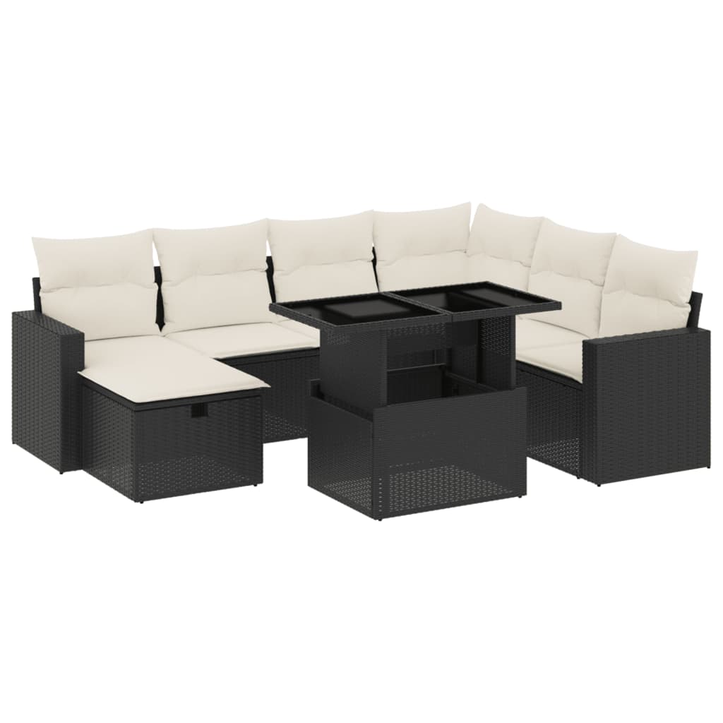 Set Divani da Giardino con Cuscini 8 pz Nero in Polyrattan 3274836