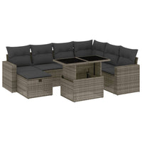 Set Divano da Giardino 8 pz con Cuscini Grigio in Polyrattan 3274840