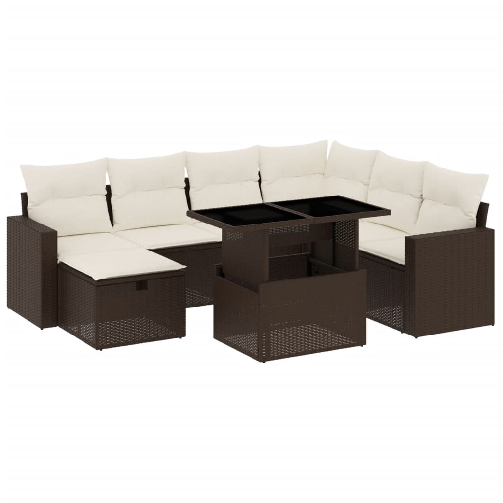 Set Divani da Giardino 8 pz con Cuscini Marrone in Polyrattan 3274843