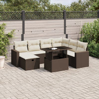 Set Divani da Giardino 8 pz con Cuscini Marrone in Polyrattan 3274843