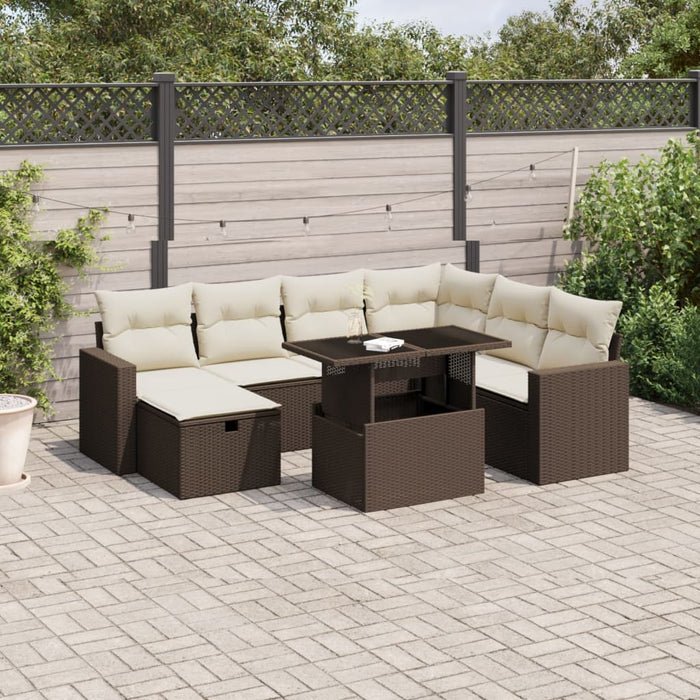 Set Divani da Giardino 8 pz con Cuscini Marrone in Polyrattan 3274843