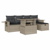 Set Divano da Giardino 6pz con Cuscini Grigio Chiaro Polyrattan 3274972