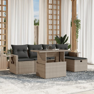 Set Divano da Giardino 6pz con Cuscini Grigio Chiaro Polyrattan 3274972