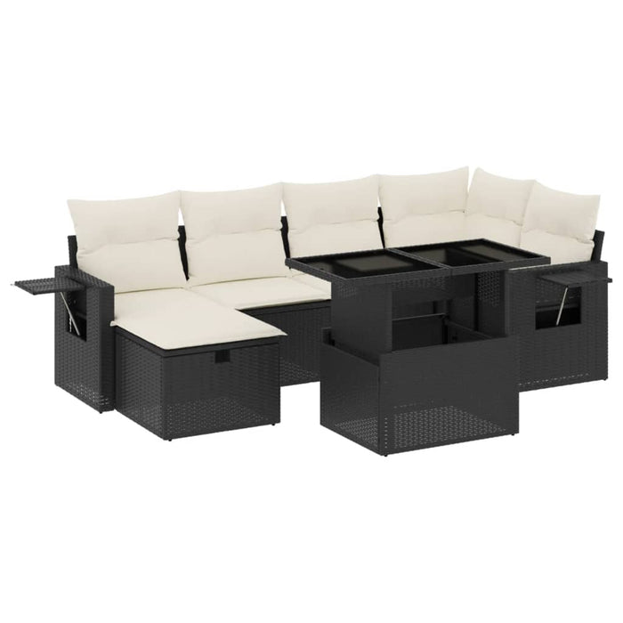 Set Divani da Giardino con Cuscini 7pz Nero Polyrattan 3274976