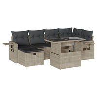 Set Divani da Giardino 7pz con Cuscini Grigio Chiaro Polyrattan 3274982