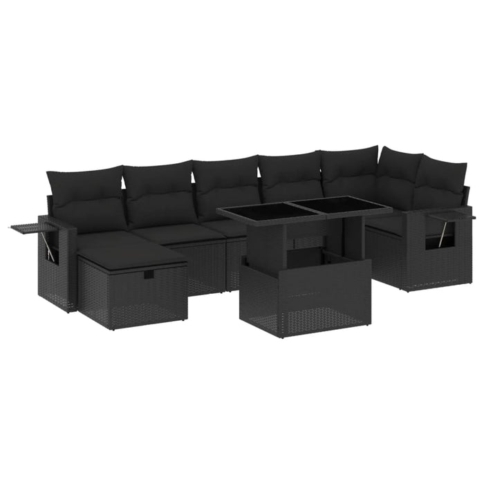 Set Divani da Giardino con Cuscini 8 pz Nero in Polyrattan 3274985