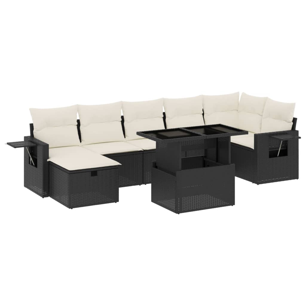 Set Divani da Giardino con Cuscini 8 pz Nero in Polyrattan 3274986