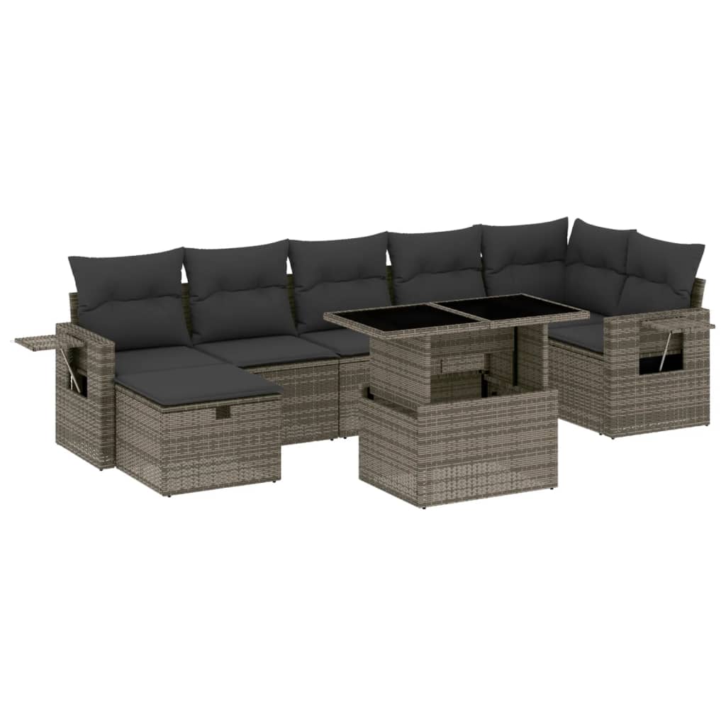 Set Divano da Giardino 8 pz con Cuscini Grigio in Polyrattan 3274990