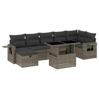 Set Divano da Giardino 8 pz con Cuscini Grigio in Polyrattan 3274990