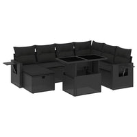 Set Divani da Giardino con Cuscini 8 pz Nero in Polyrattan 3274995