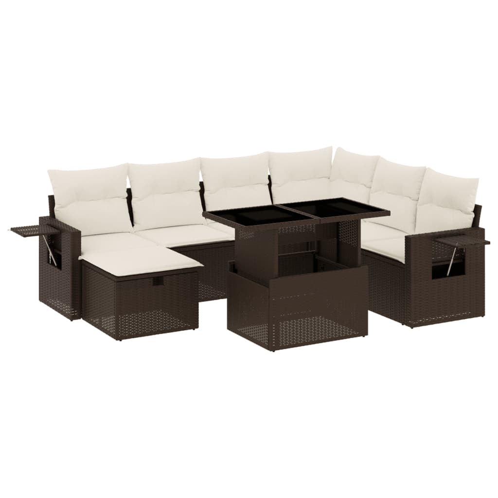 Set Divani da Giardino 8 pz con Cuscini Marrone in Polyrattan 3275003