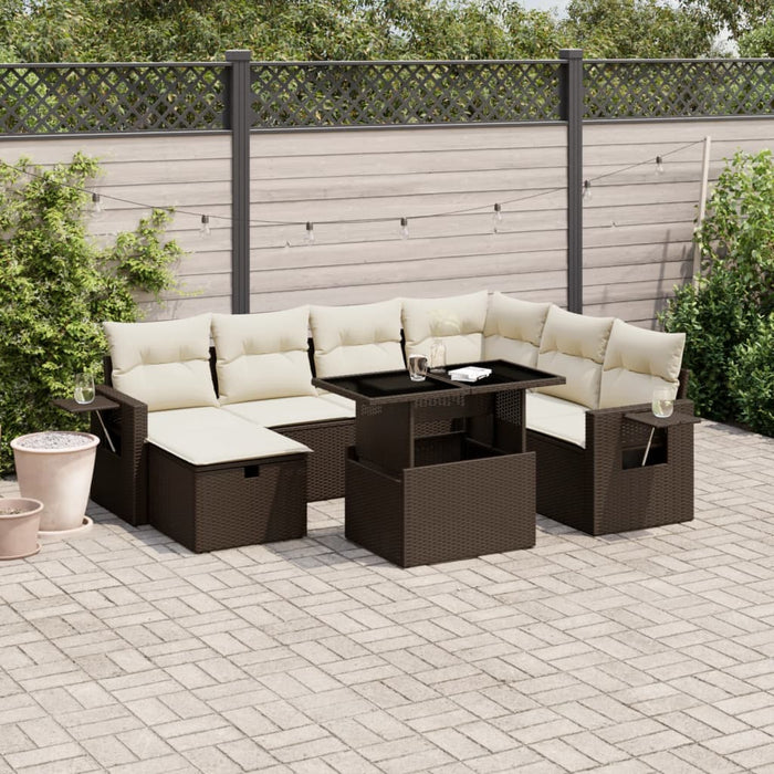 Set Divani da Giardino 8 pz con Cuscini Marrone in Polyrattan 3275003