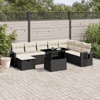 Set Divani da Giardino 9 pz con Cuscini Nero in Polyrattan 3275026