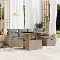 Set Divano da Giardino 6 pz con Cuscini Beige in Polyrattan 3275129