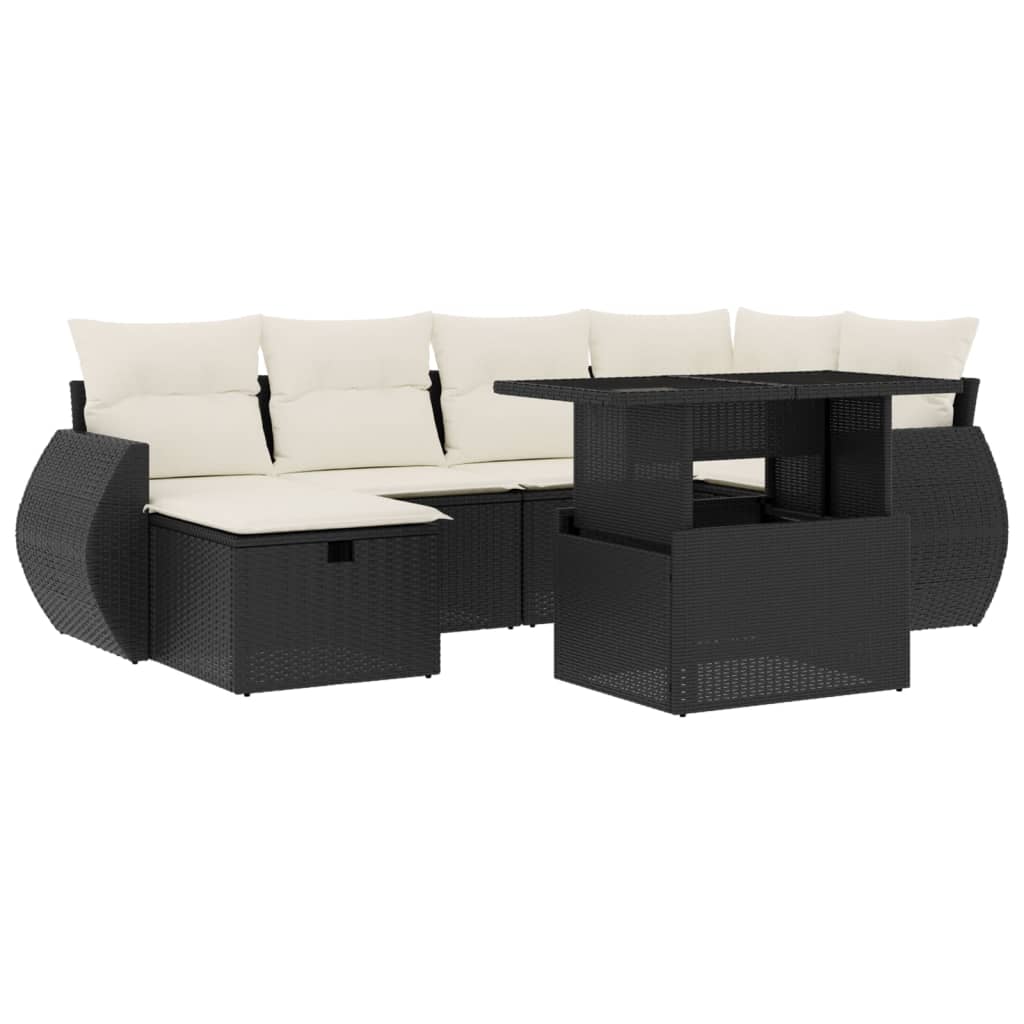 Set Divani da Giardino con Cuscini 7pz Nero Polyrattan 3275136