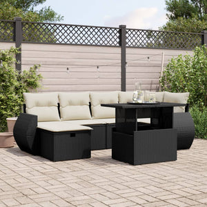 Set Divani da Giardino con Cuscini 7pz Nero Polyrattan 3275136