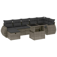 Set Divano da Giardino 8 pz con Cuscini Grigio in Polyrattan 3275150