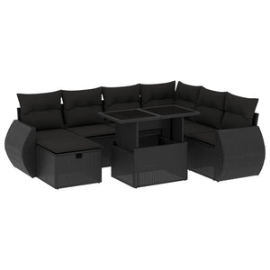 Set Divani da Giardino con Cuscini 8 pz Nero in Polyrattan 3275155