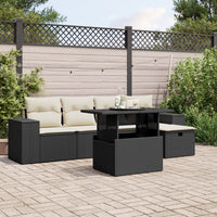 Set Divano da Giardino 6 pz con Cuscini Nero in Polyrattan 3275286