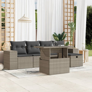 Set Divano da Giardino 6pz con Cuscini Grigio Chiaro Polyrattan 3275292