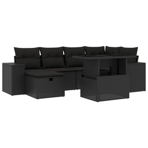 Set Divani da Giardino con Cuscini 7pz Nero Polyrattan 3275295