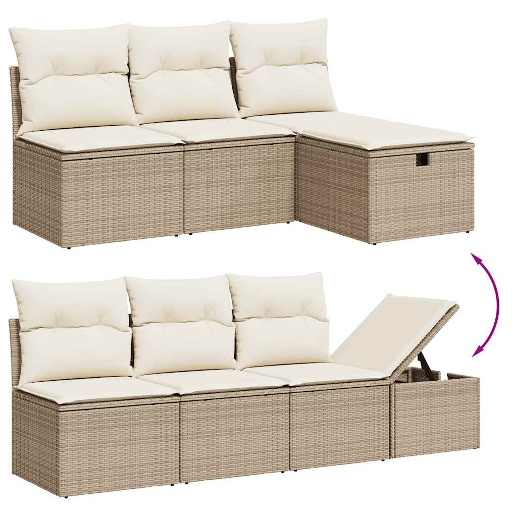 Set Divano da Giardino 8 pz con Cuscini Beige in Polyrattan 3275308