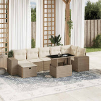 Set Divano da Giardino 8 pz con Cuscini Beige in Polyrattan 3275308