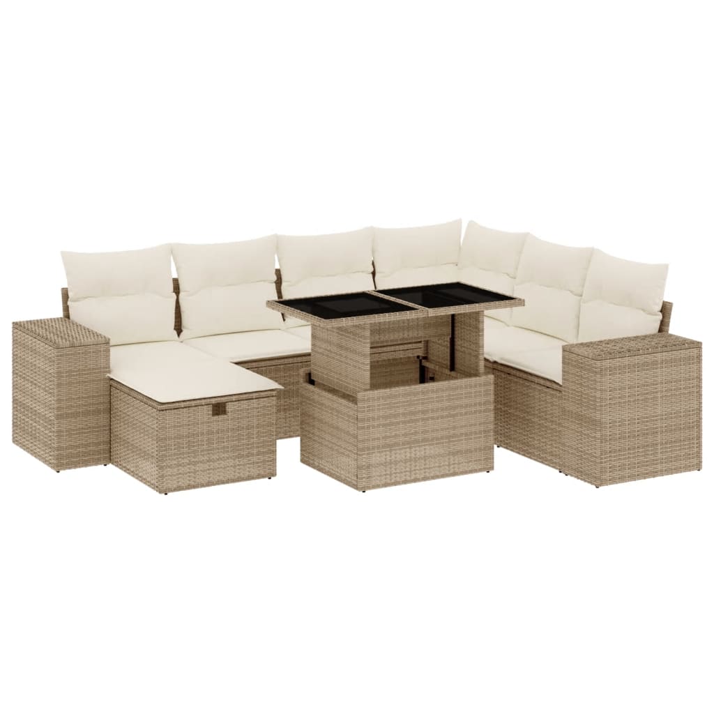 Set Divano da Giardino 8 pz con Cuscini Beige in Polyrattan 3275318