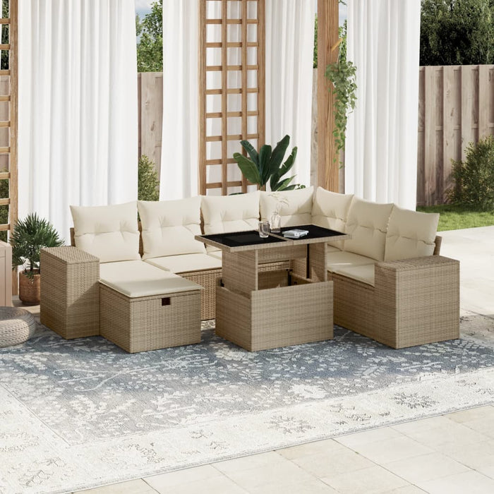 Set Divano da Giardino 8 pz con Cuscini Beige in Polyrattan 3275318