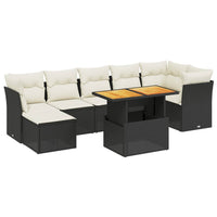 Set Divani da Giardino con Cuscini 8 pz Nero in Polyrattan 3275485