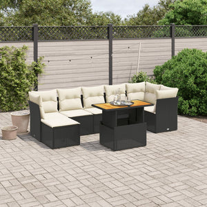 Set Divani da Giardino con Cuscini 8 pz Nero in Polyrattan 3275485