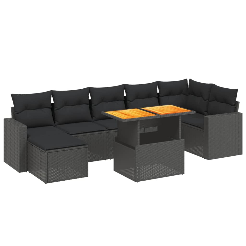 Set Divani da Giardino con Cuscini 8 pz Nero in Polyrattan 3275596