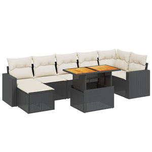 Set Divani da Giardino con Cuscini 8 pz Nero in Polyrattan 3275597