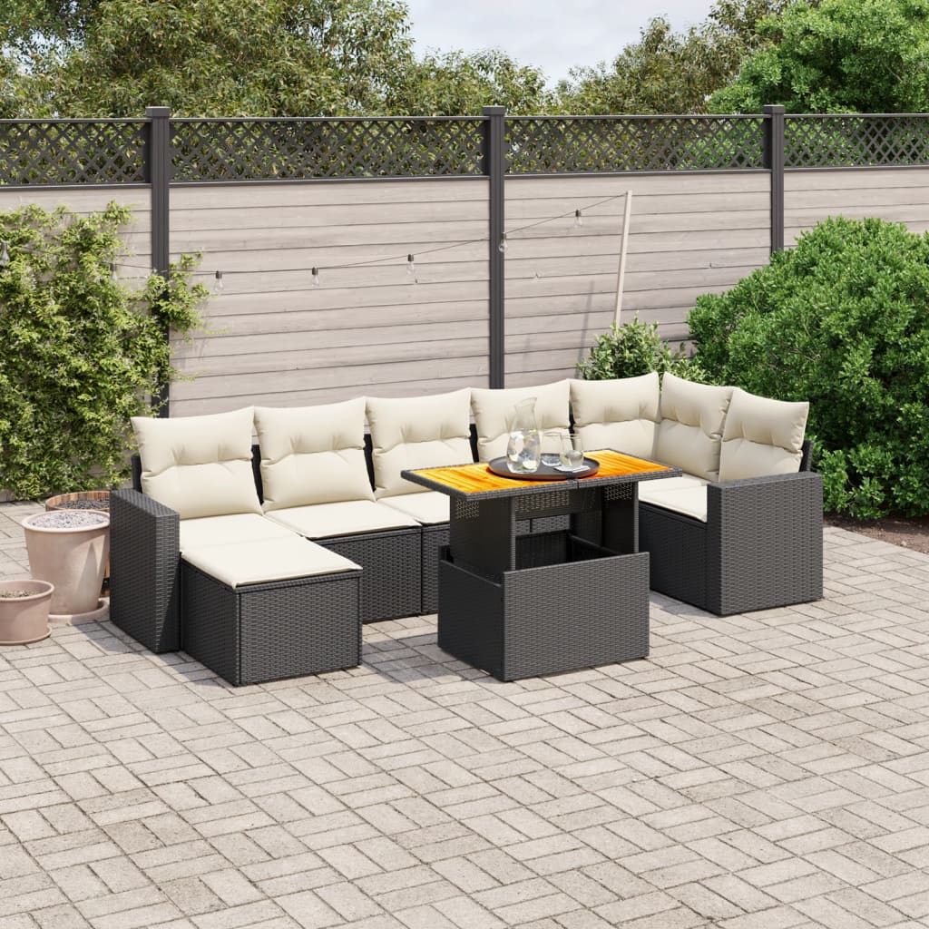 Set Divani da Giardino con Cuscini 8 pz Nero in Polyrattan 3275597