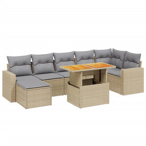 Set Divano da Giardino 8 pz con Cuscini Beige in Polyrattan 3275600