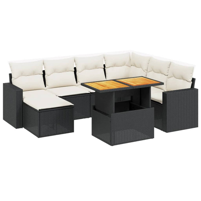 Set Divani da Giardino con Cuscini 8 pz Nero in Polyrattancod mxl 114385