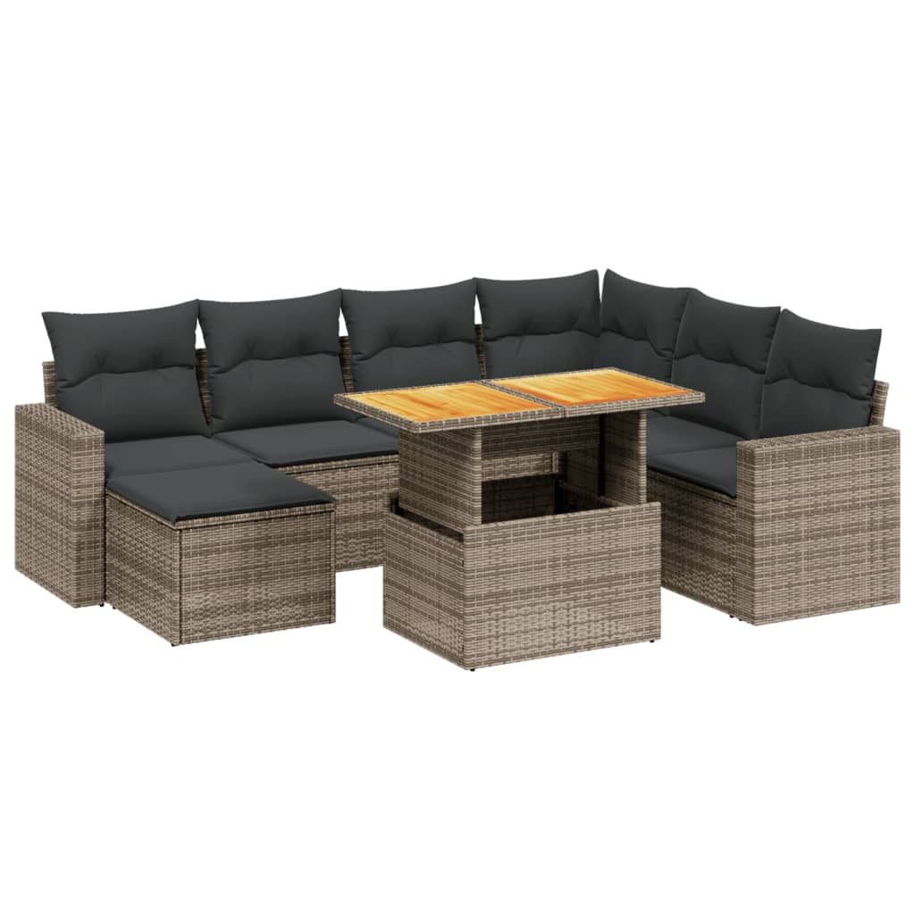 Set Divano da Giardino 8 pz con Cuscini Grigio in Polyrattan 3275608