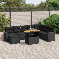 Set Divani da Giardino 9 pz con Cuscini Nero in Polyrattancod mxl 88877