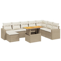 Set Divano da Giardino 9 pz con Cuscini Beige in Polyrattan 3275627