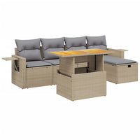 Set Divano da Giardino 6 pz con Cuscini Beige in Polyrattan 3275698