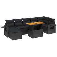 Set Divani da Giardino con Cuscini 8 pz Nero in Polyrattan 3275708