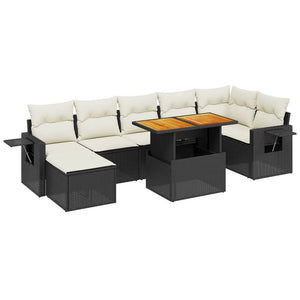 Set Divani da Giardino con Cuscini 8 pz Nero in Polyrattancod mxl 89029