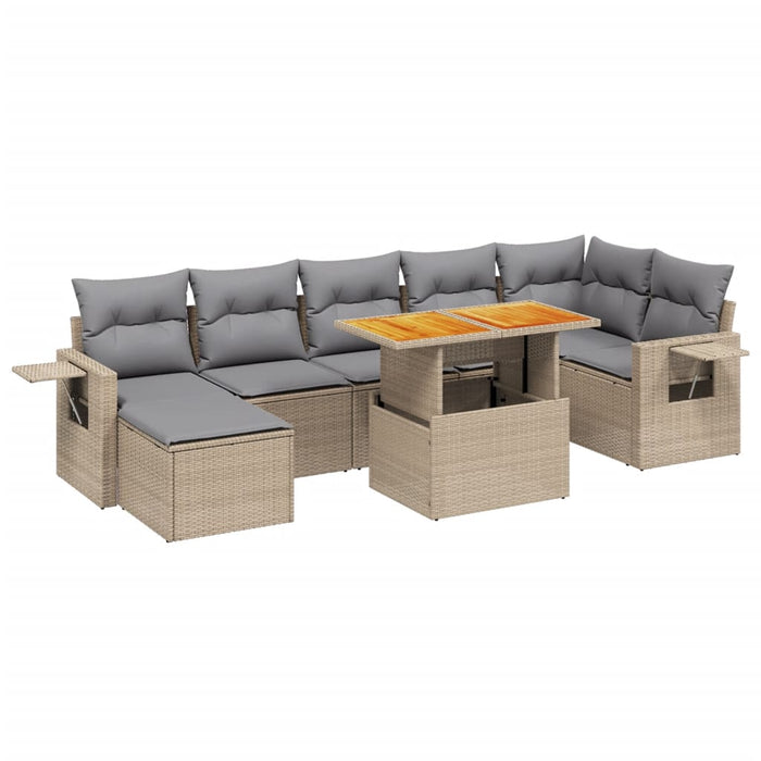 Set Divano da Giardino 8 pz con Cuscini Beige in Polyrattan 3275712