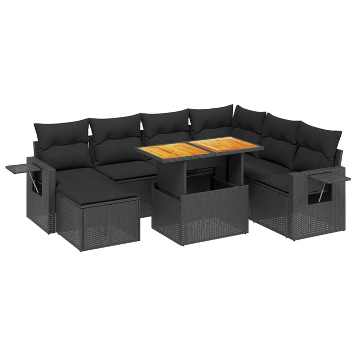 Set Divani da Giardino con Cuscini 8 pz Nero in Polyrattancod mxl 113027