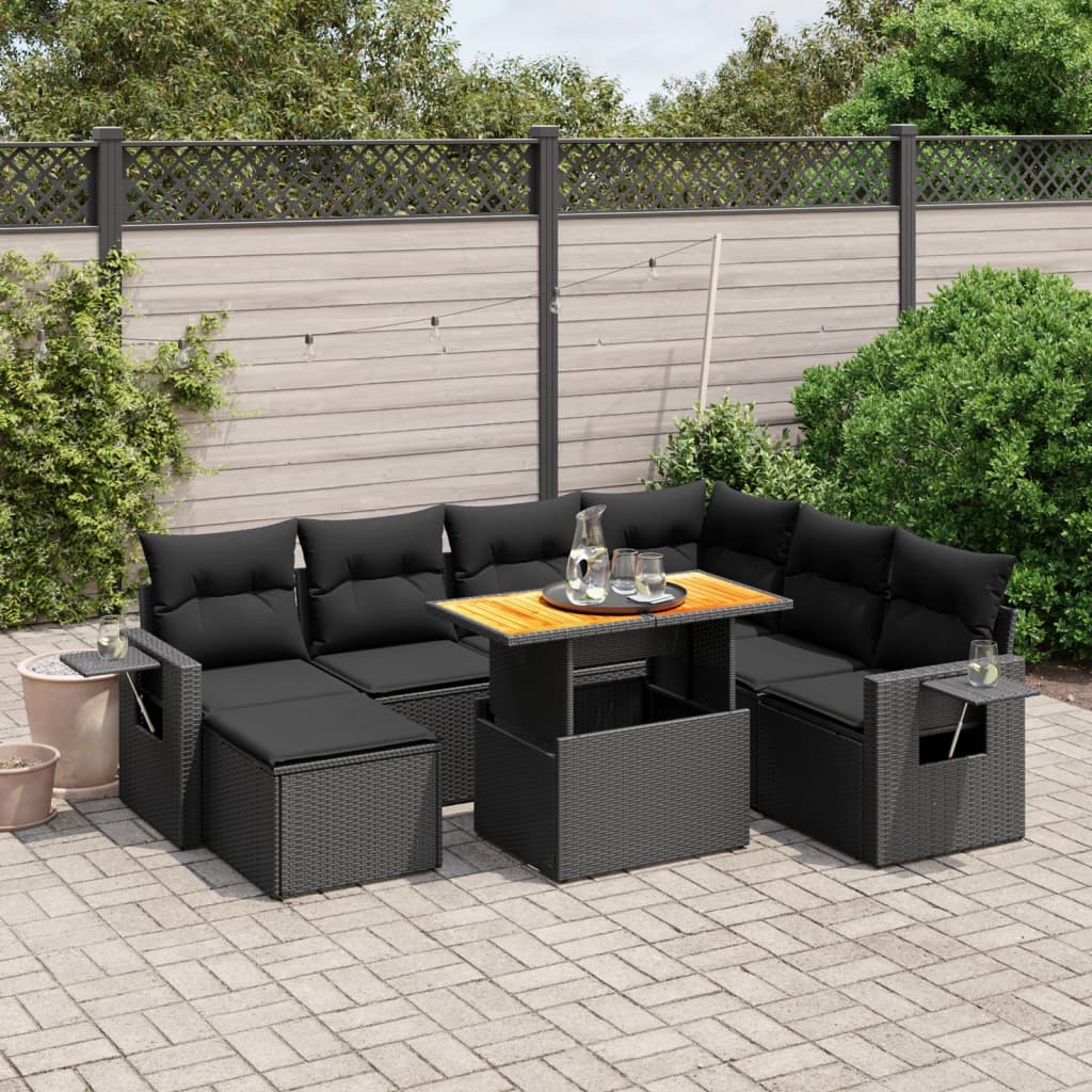 Set Divani da Giardino con Cuscini 8 pz Nero in Polyrattancod mxl 113027